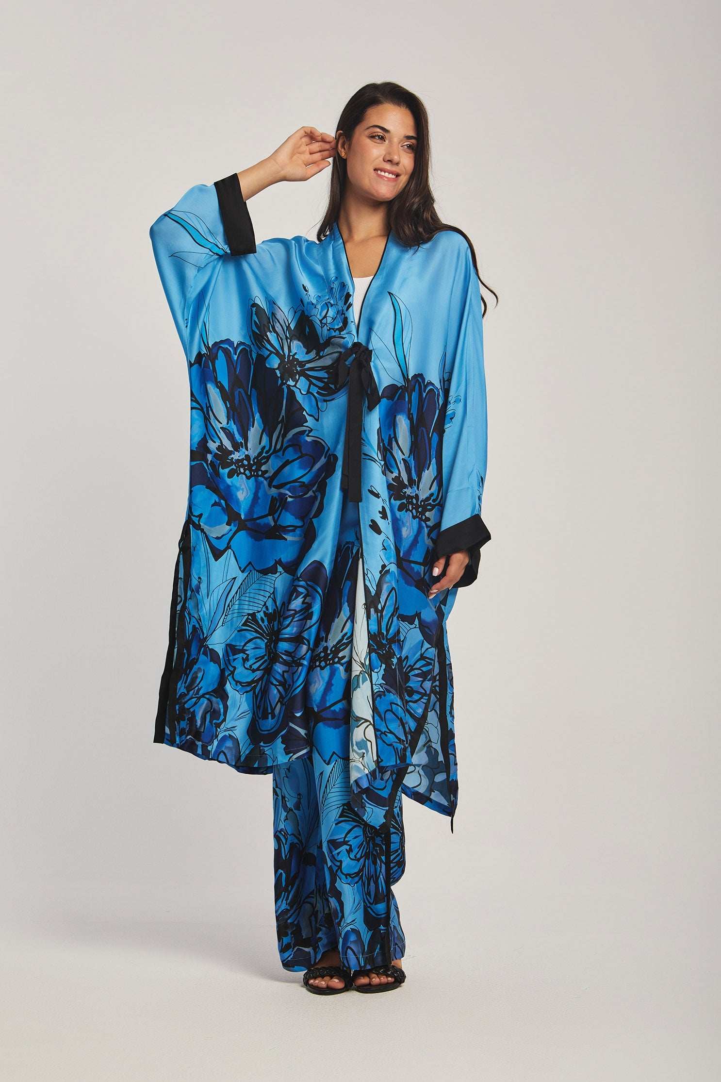 Women Regular Fit Kimono - Printed Blue