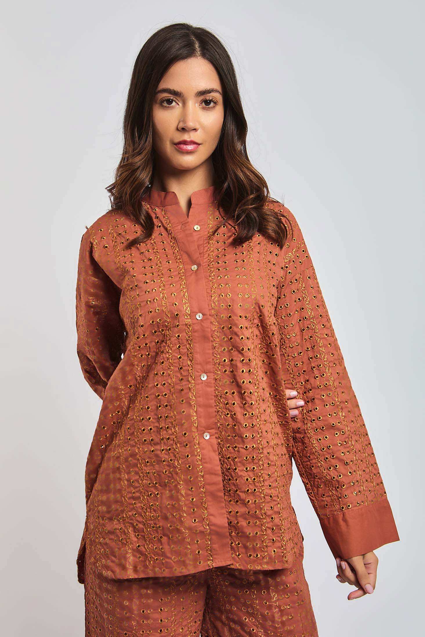 Women Regular Fit Blouse - Orange