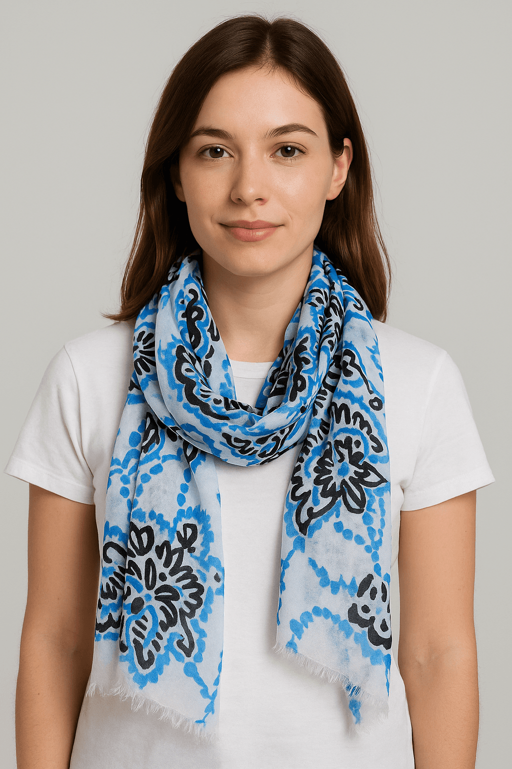 Women Scarf Blue Multicolor