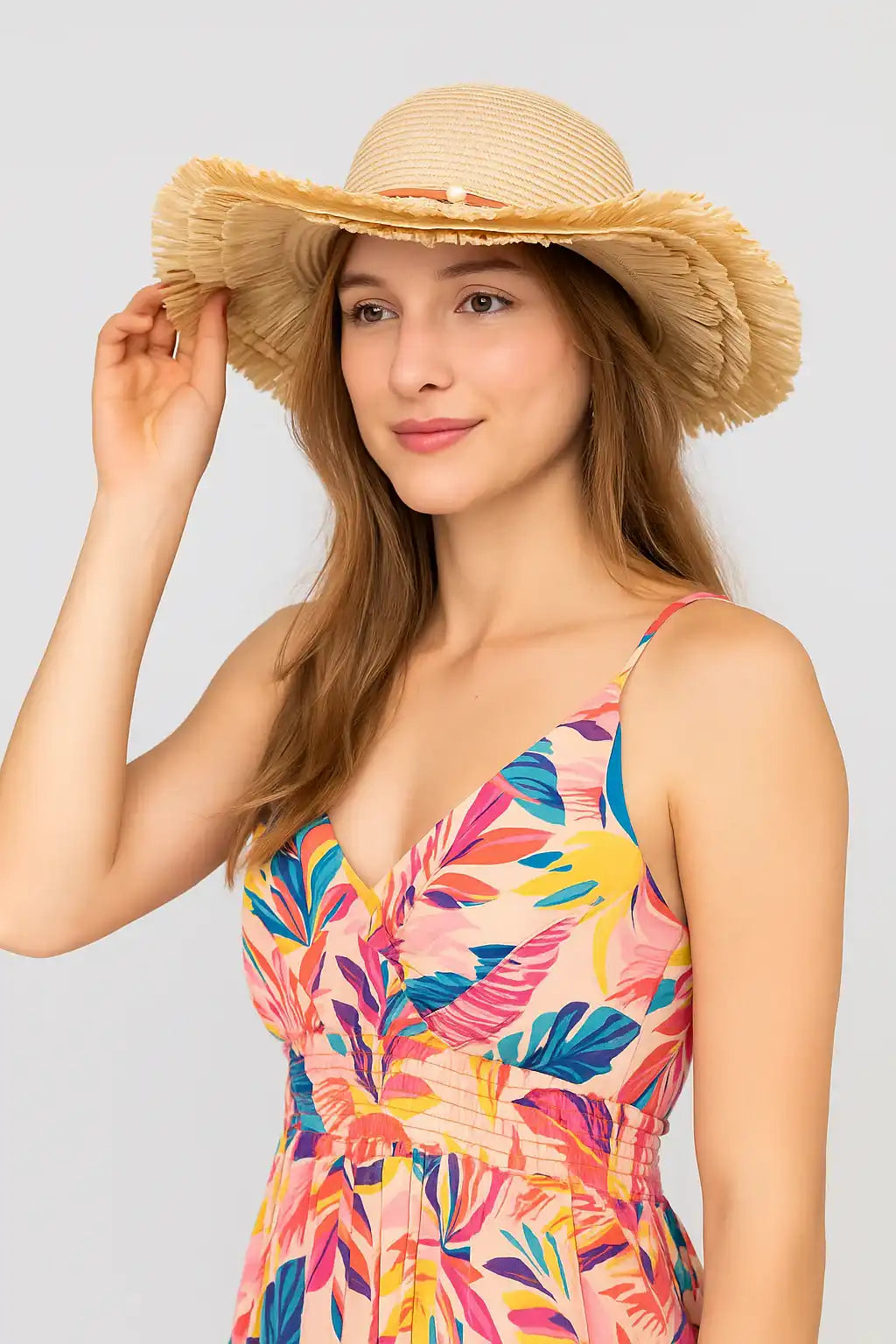Fringed Edge Straw Sun Hat