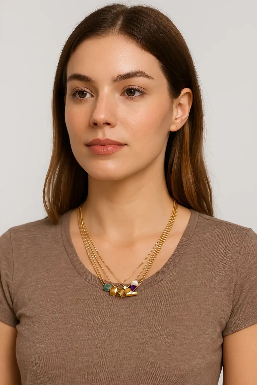 Layered Geometric Bead Necklace Design