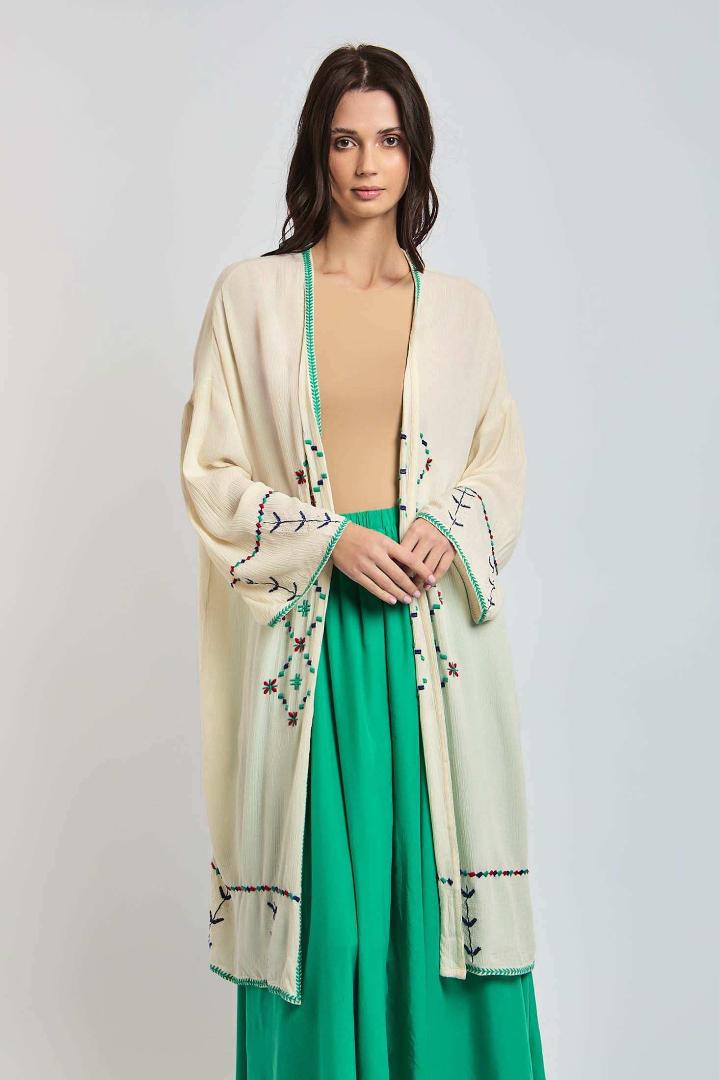 Women Regular Fit Kimono - Off White