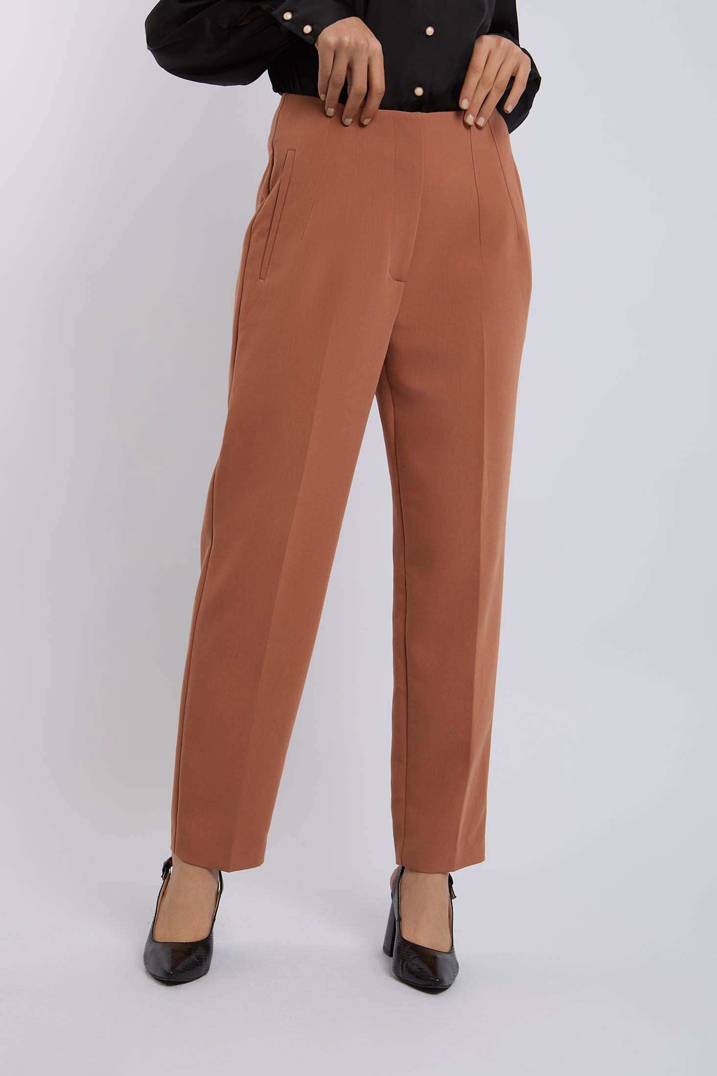 Women Regular Fit Pant - Brown