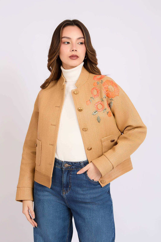 Women Regular Fit Jacket Brown