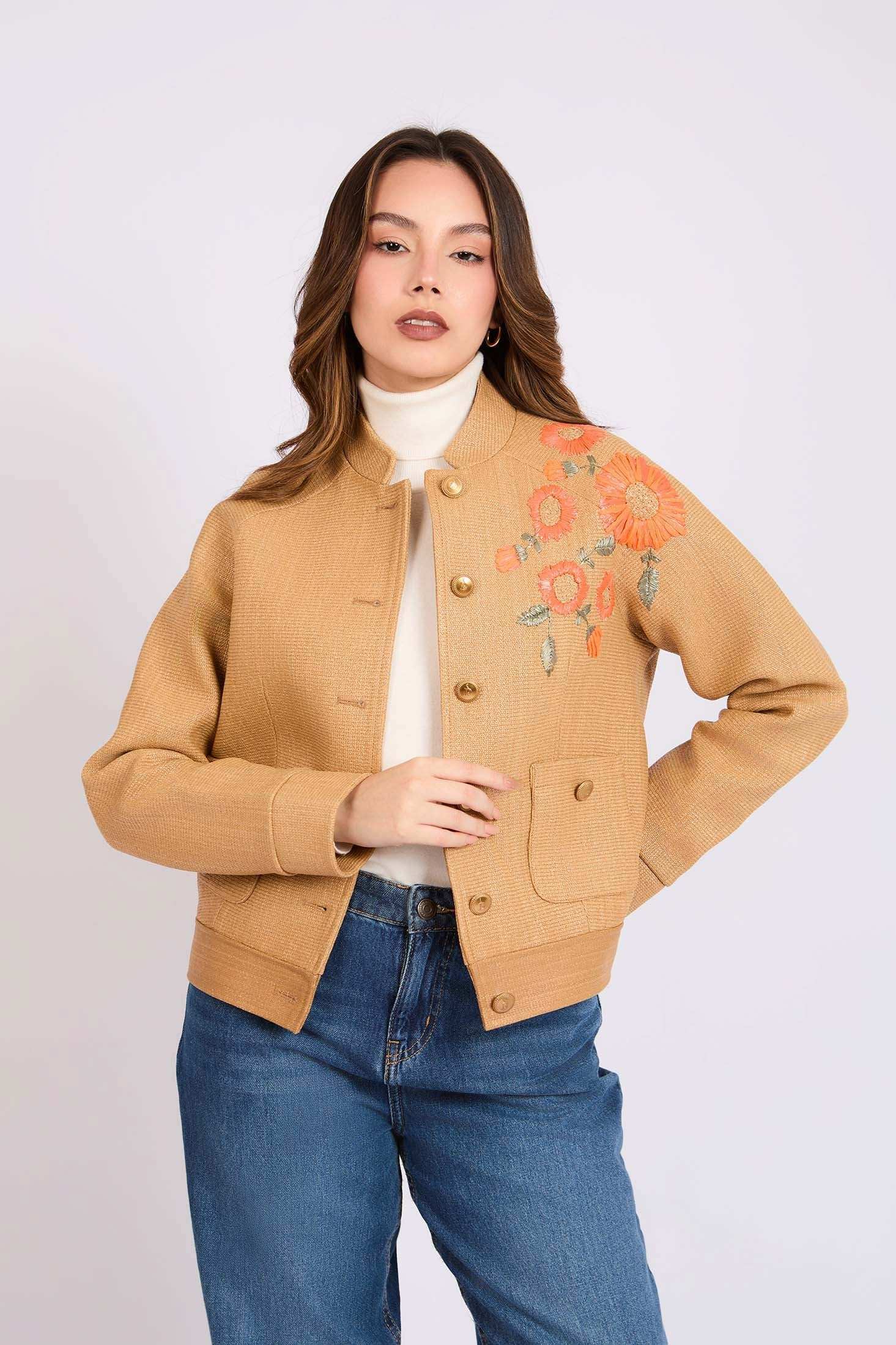 Women Regular Fit Jacket Brown