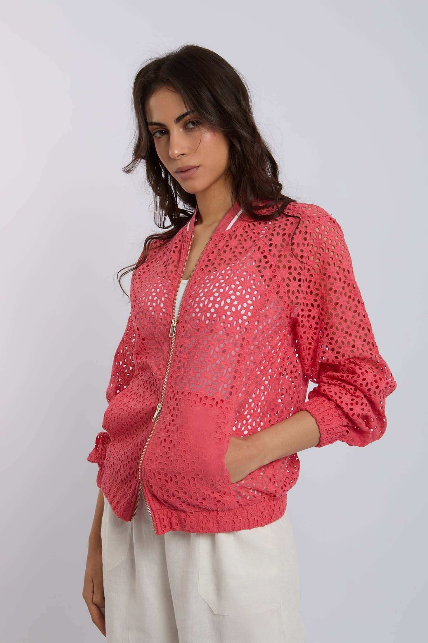 Women Regular Fit Jacket - Printed Red