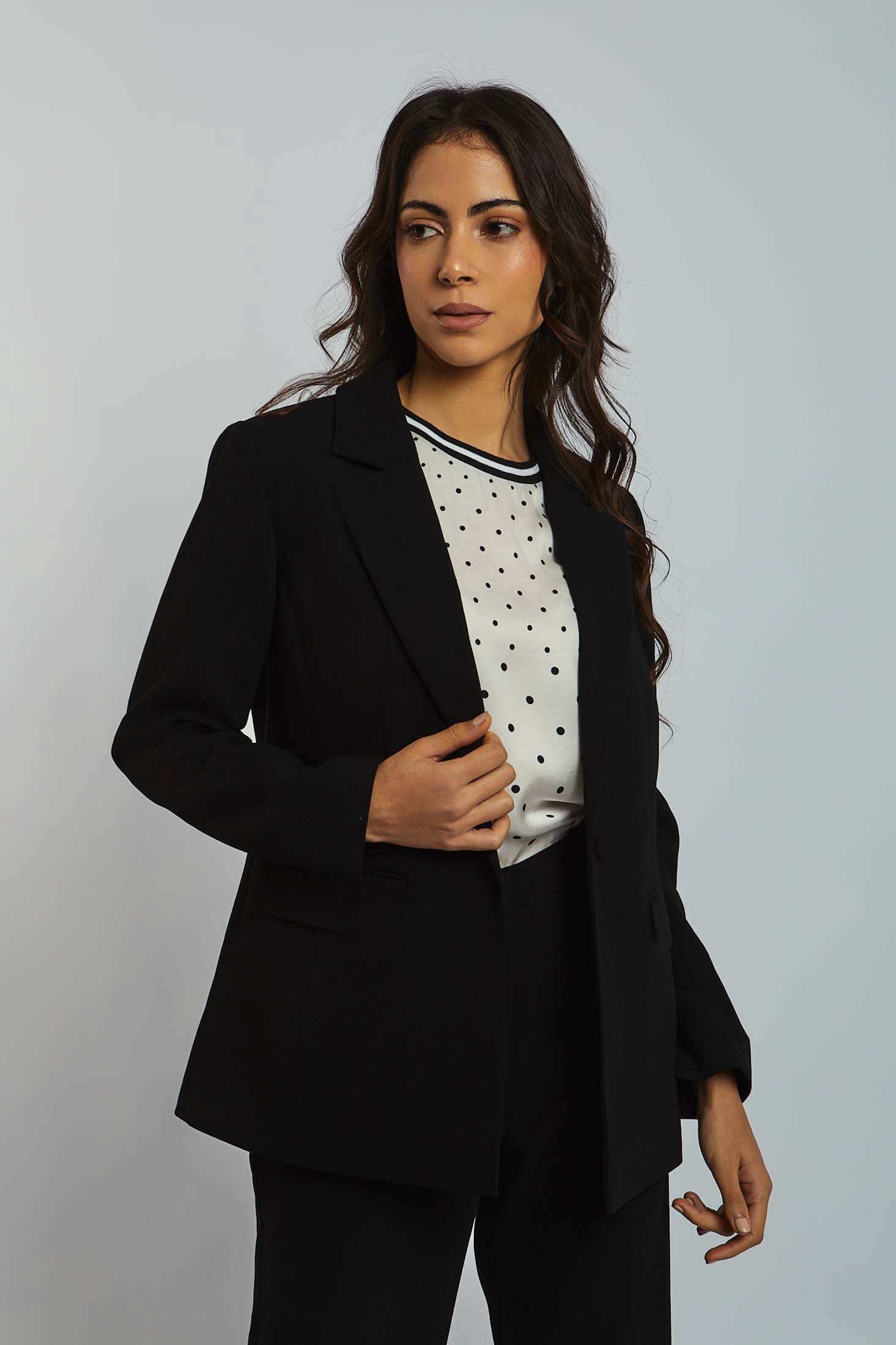 Women Regular Fit Blazer - Black
