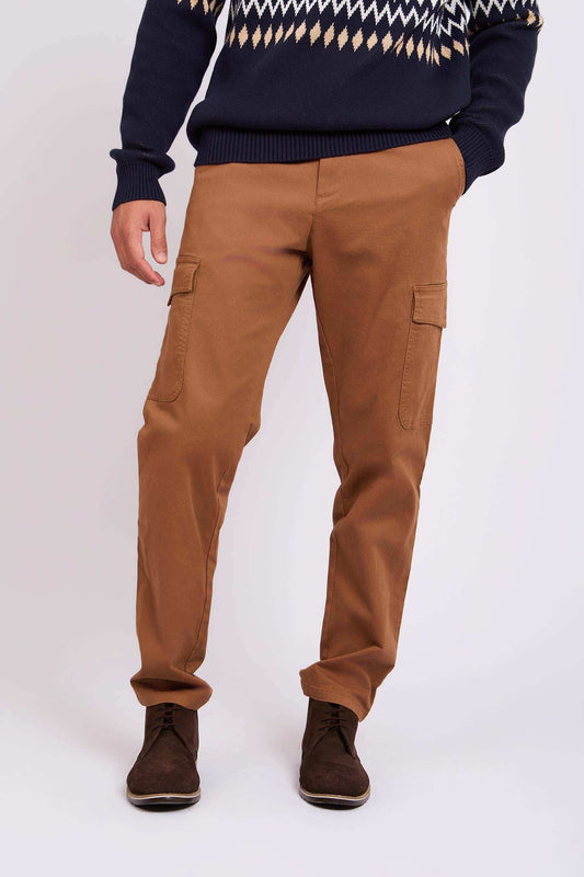 Men Regular Fit Pants Brown