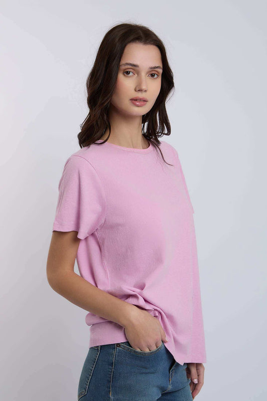 Women Regular Fit T-Shirt - Pink