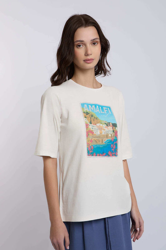 Women Regular Fit T-shirt - Off White