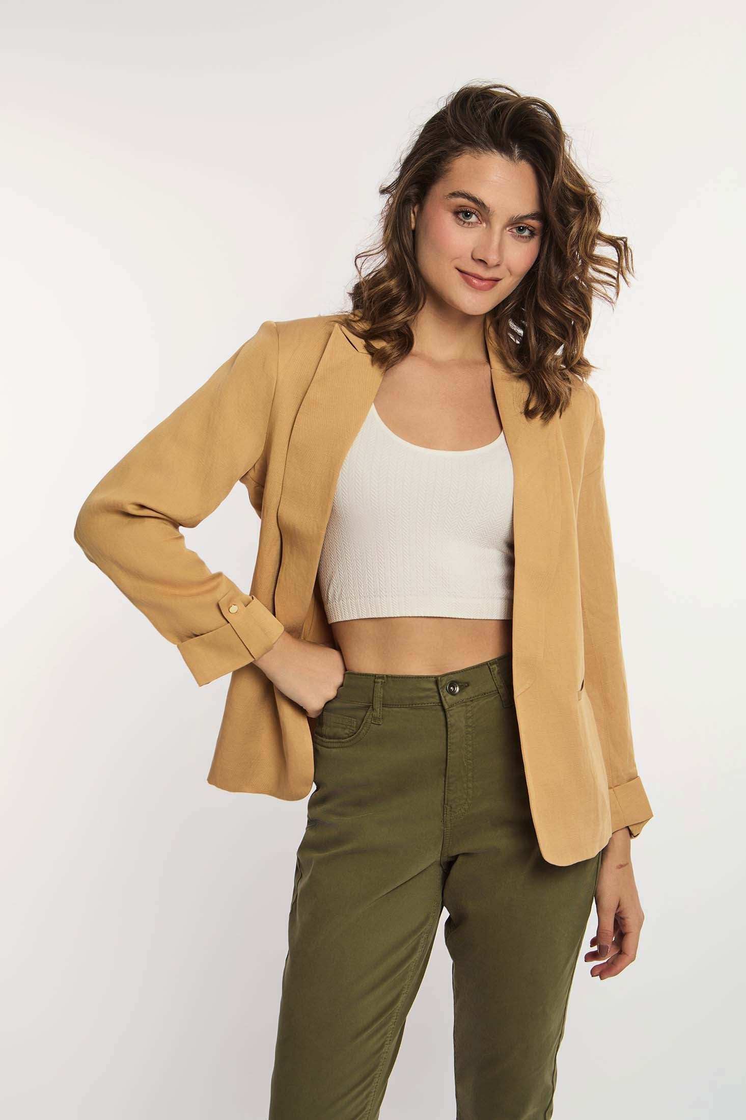Women Regular Fit Blazer - Beige