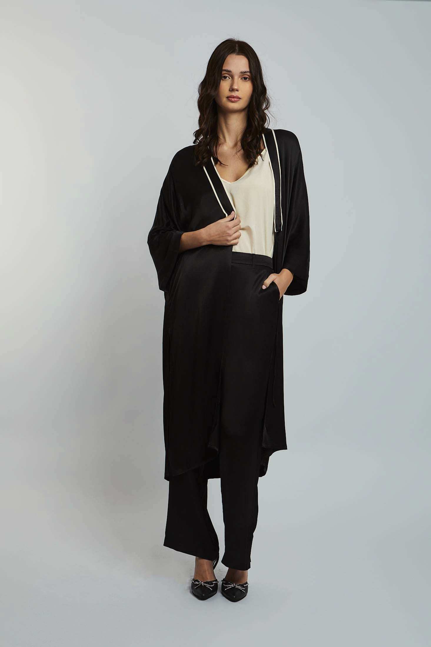 Women Regular Fit Kimono - Black
