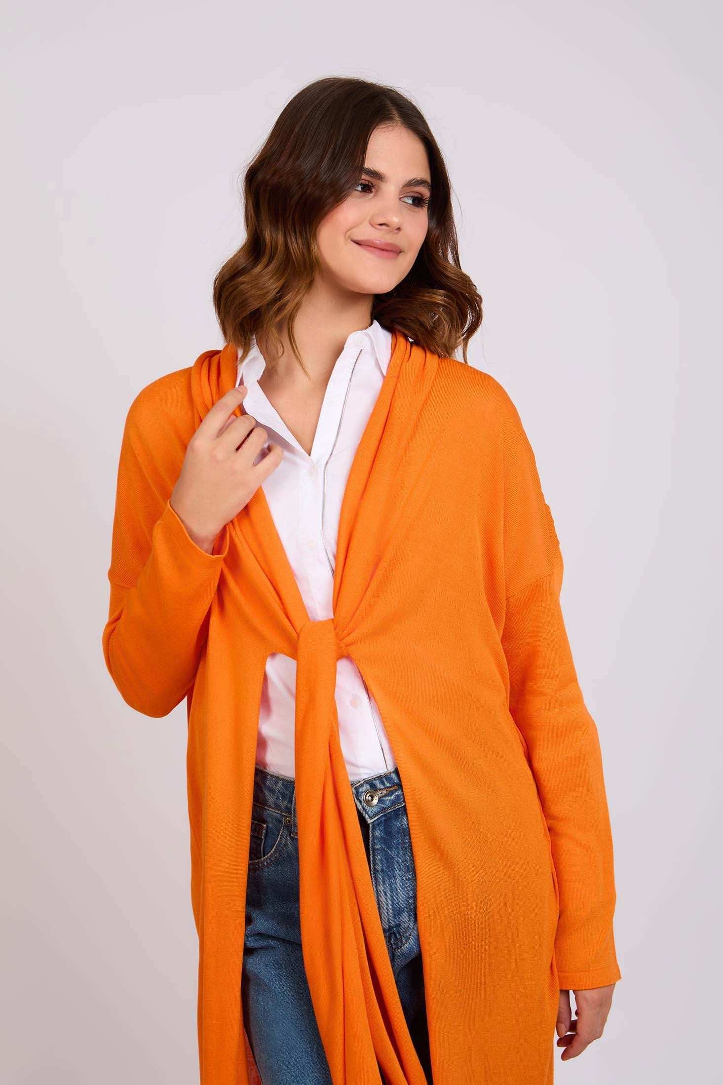 Women Regular Fit Cardigan - Musk Orange