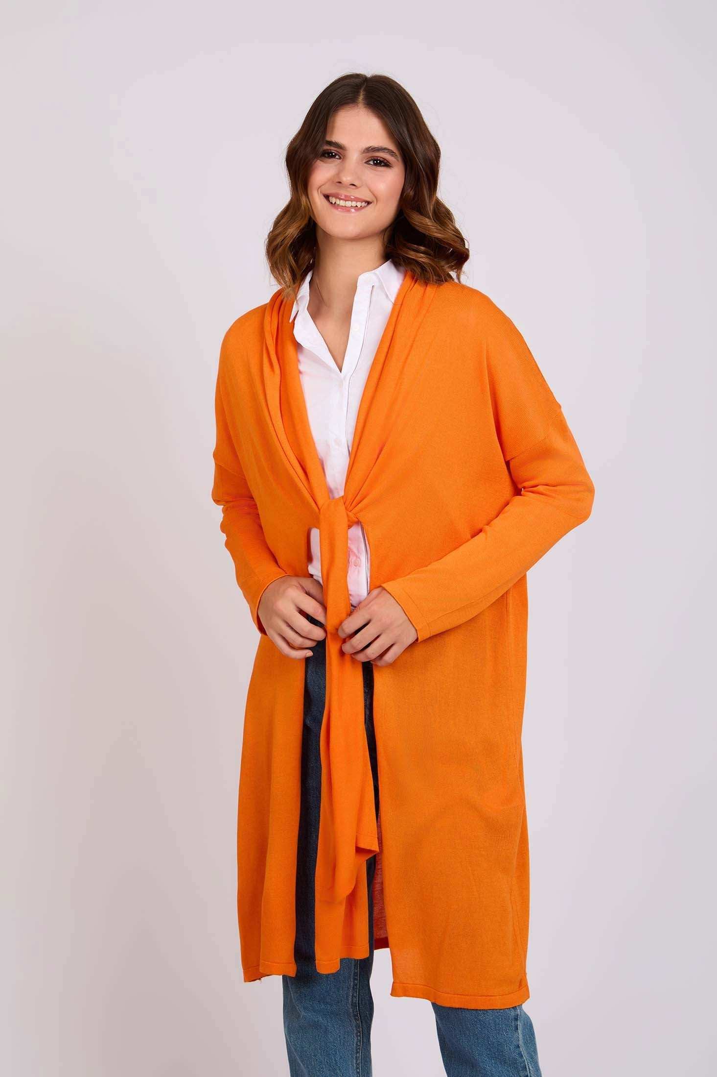 Women Regular Fit Cardigan - Musk Orange