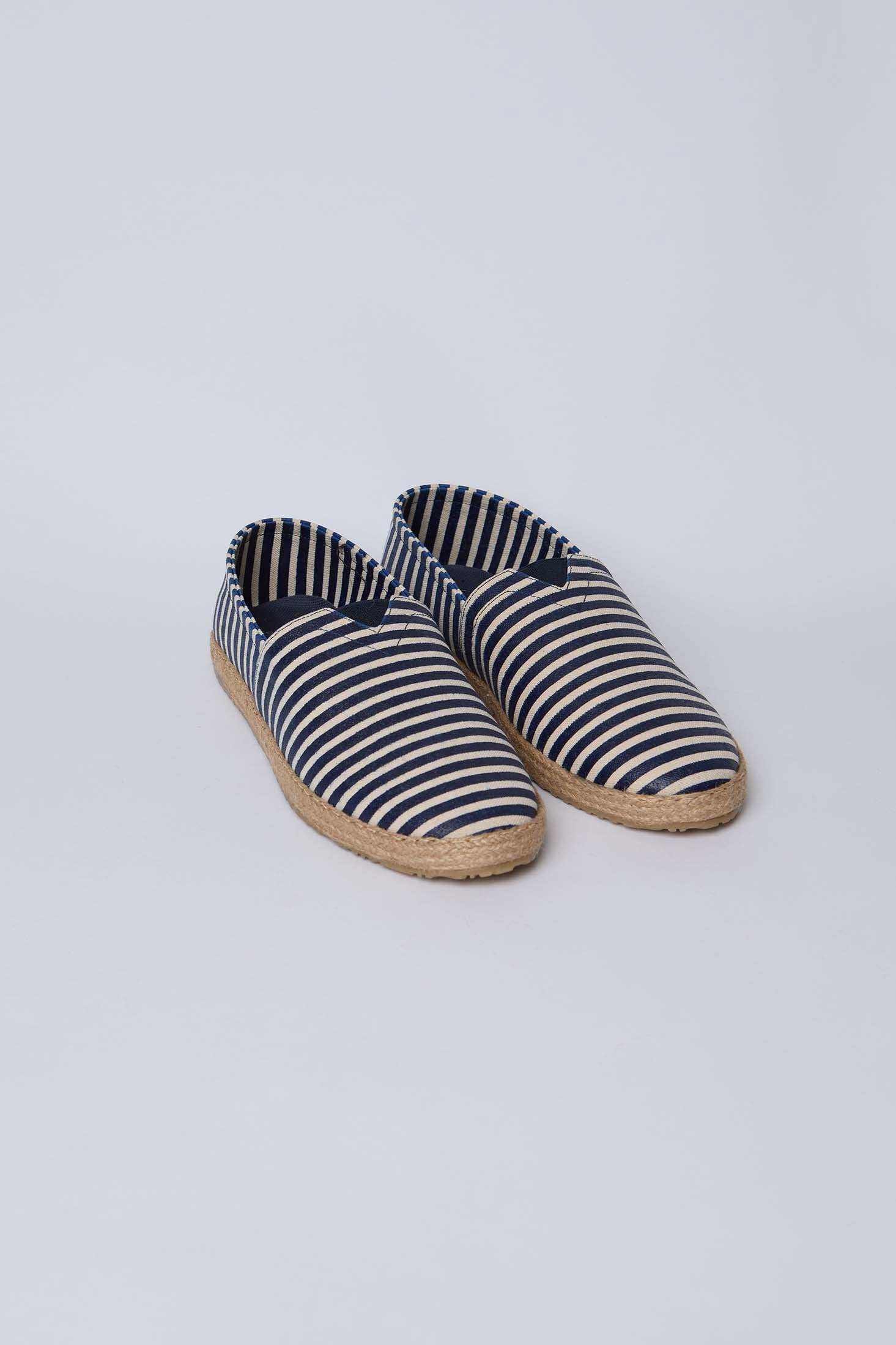 Dalydress men's striped espadrilles with jute sole, navy and white casual shoes