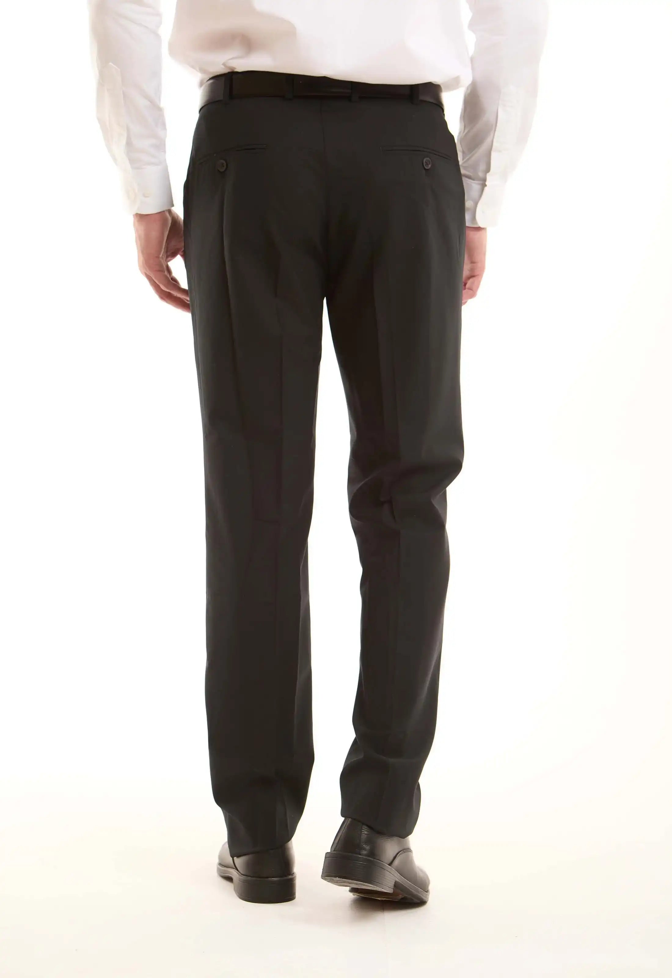 Sharp Black Wool-Blend Tailored Pants