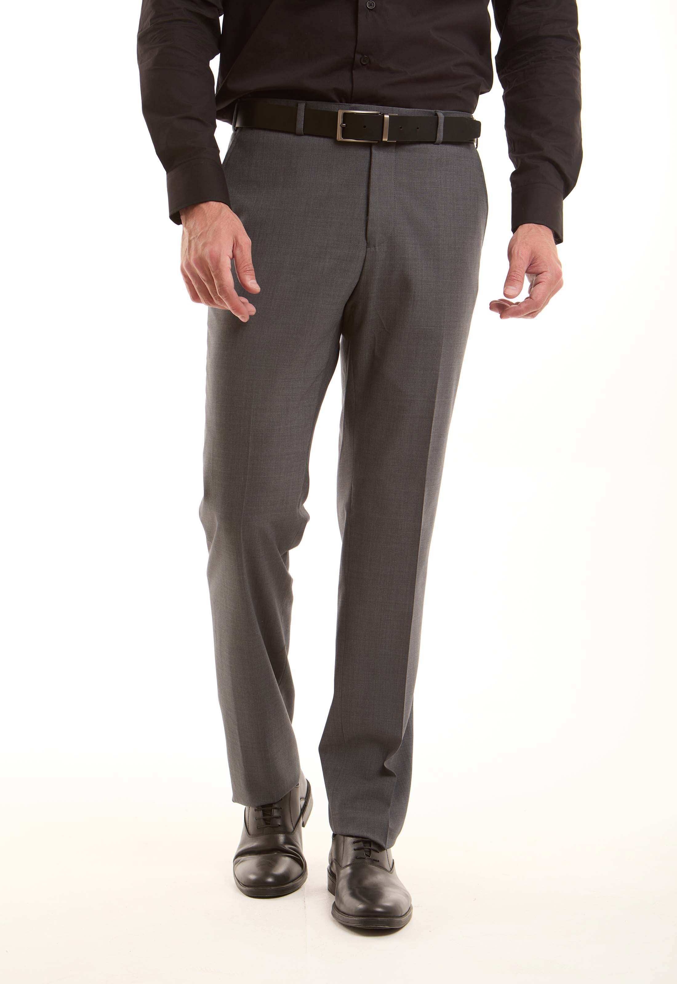 Refined Grey Wool-Blend Straight Pants