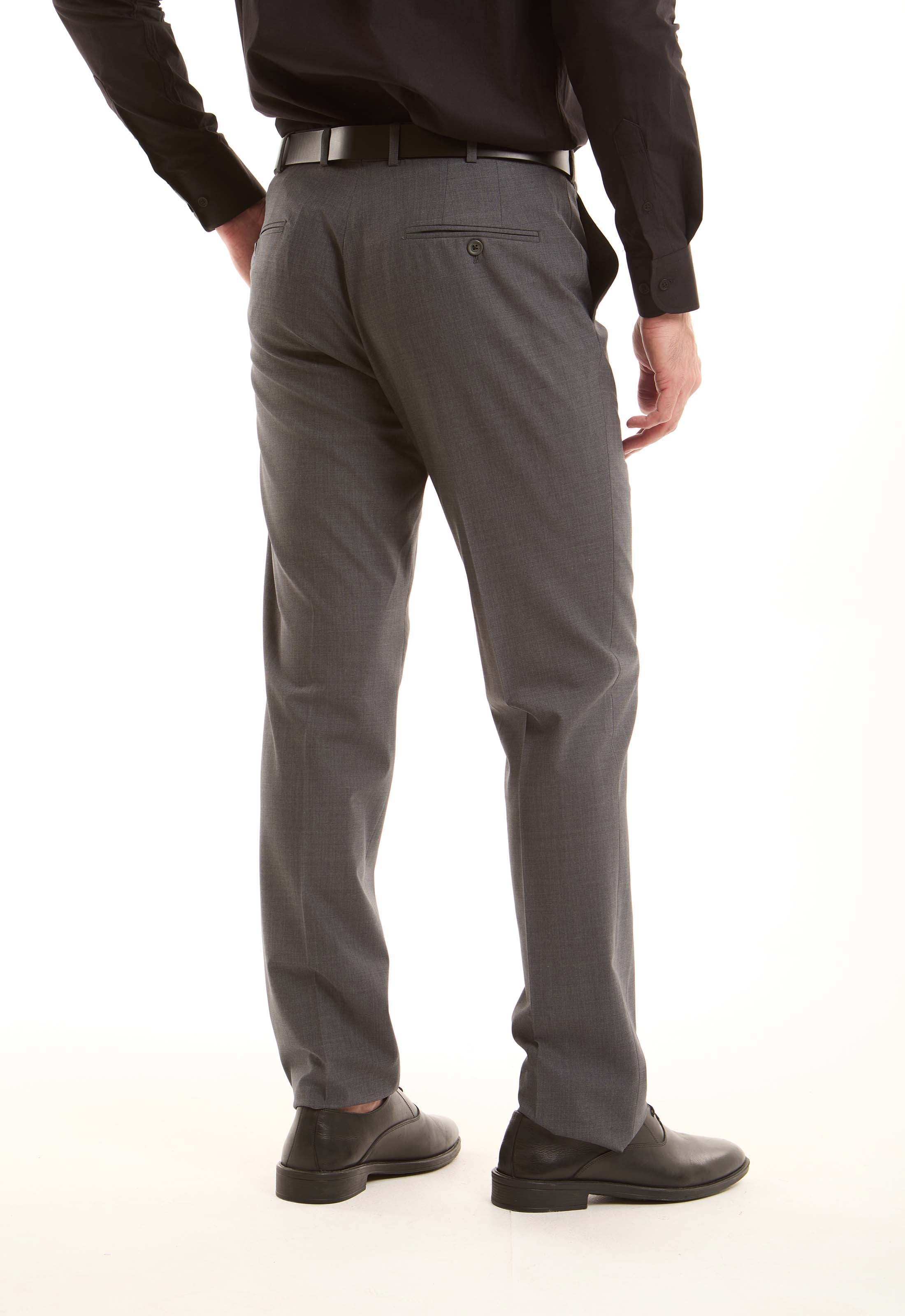 Refined Grey Wool-Blend Straight Pants