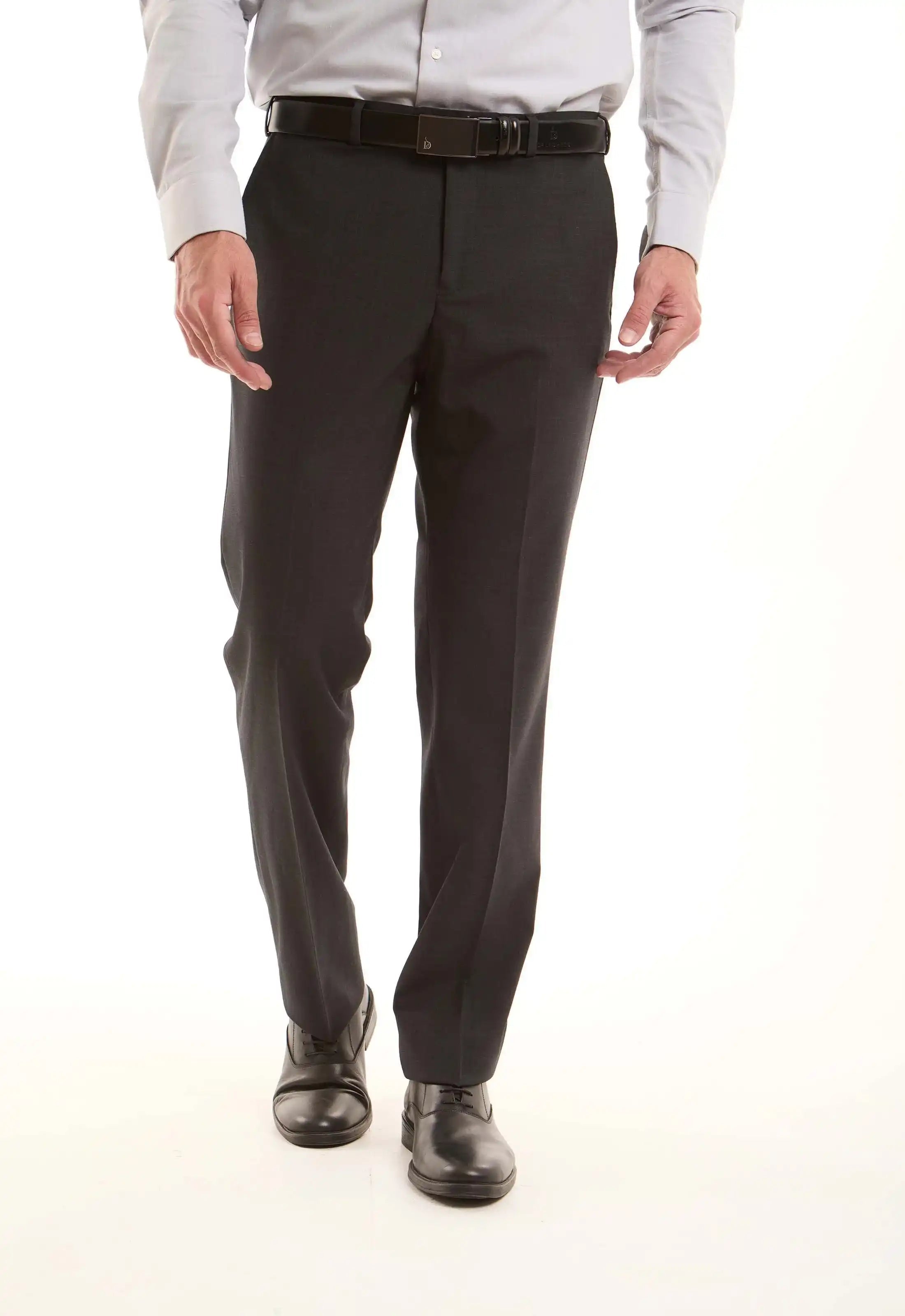 Essential Black Wool-Blend Straight Pants