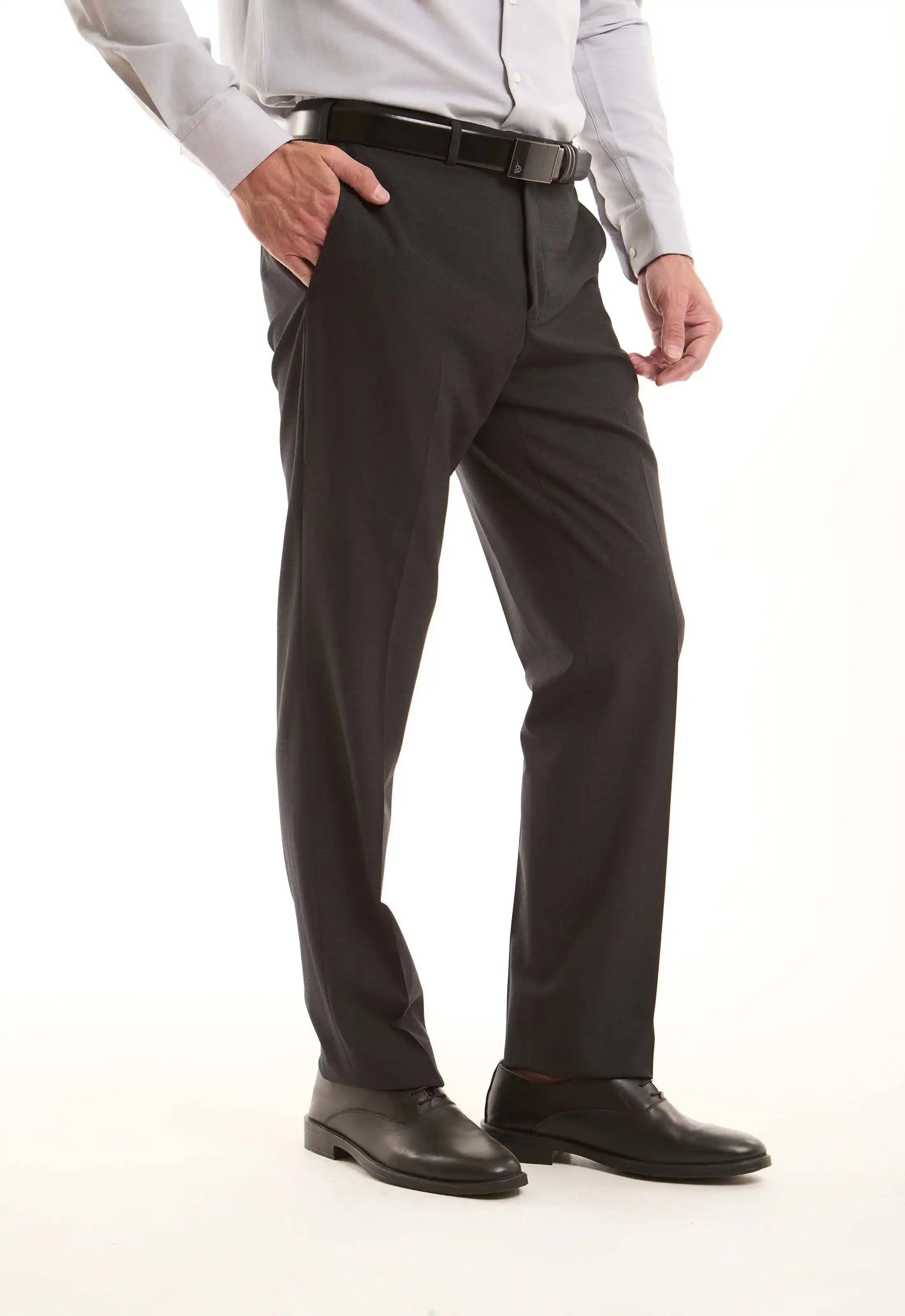 Essential Black Wool-Blend Straight Pants