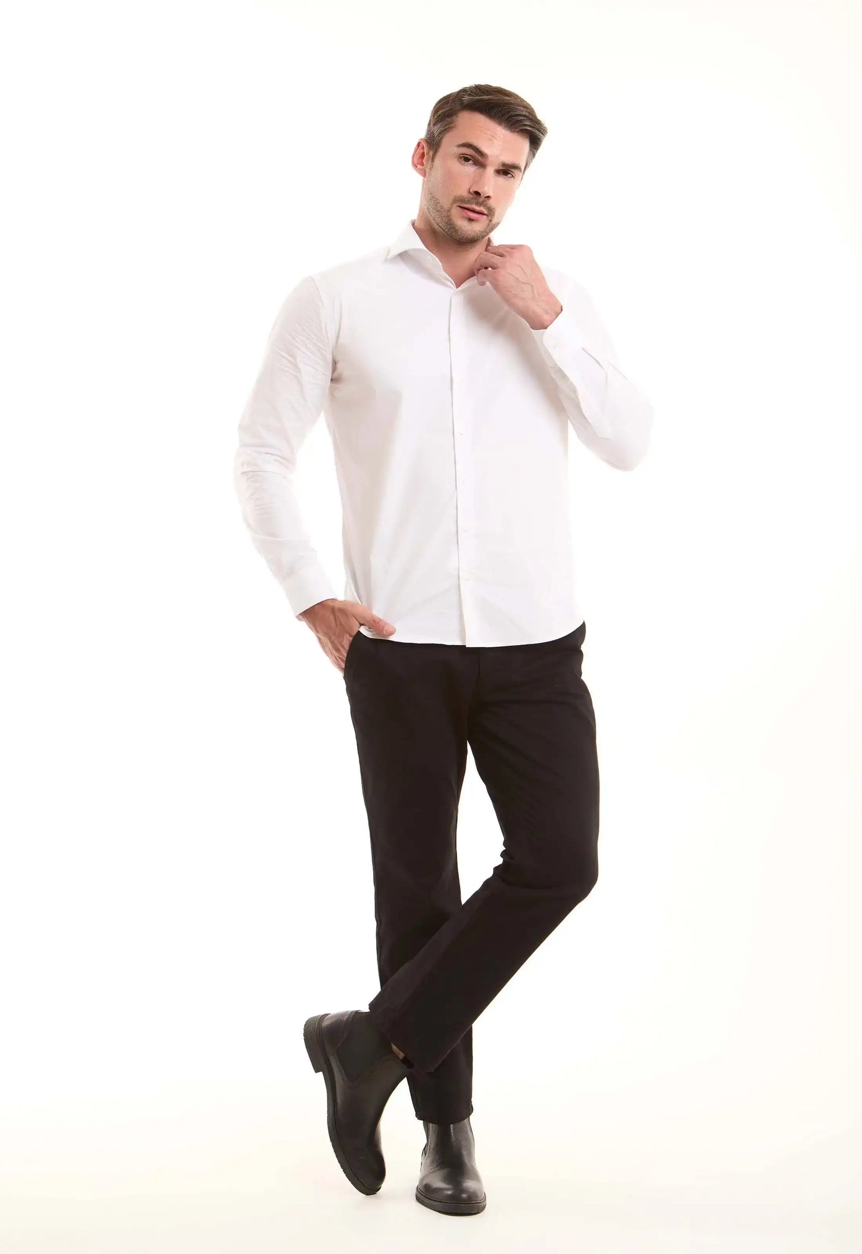 Stretch Cotton Straight Chinos Pants