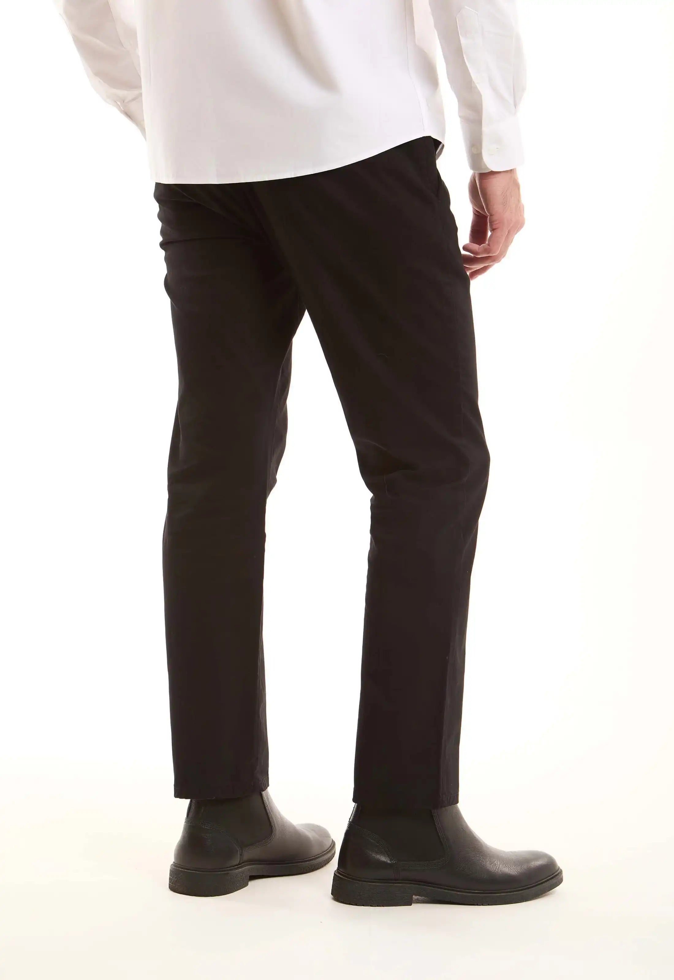 Black Cotton Straight-Leg Pants