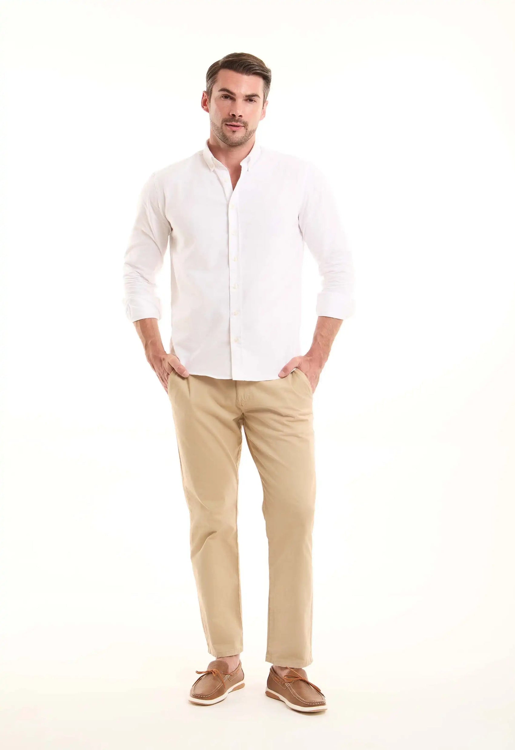 Stretch Cotton Straight Chinos Pants