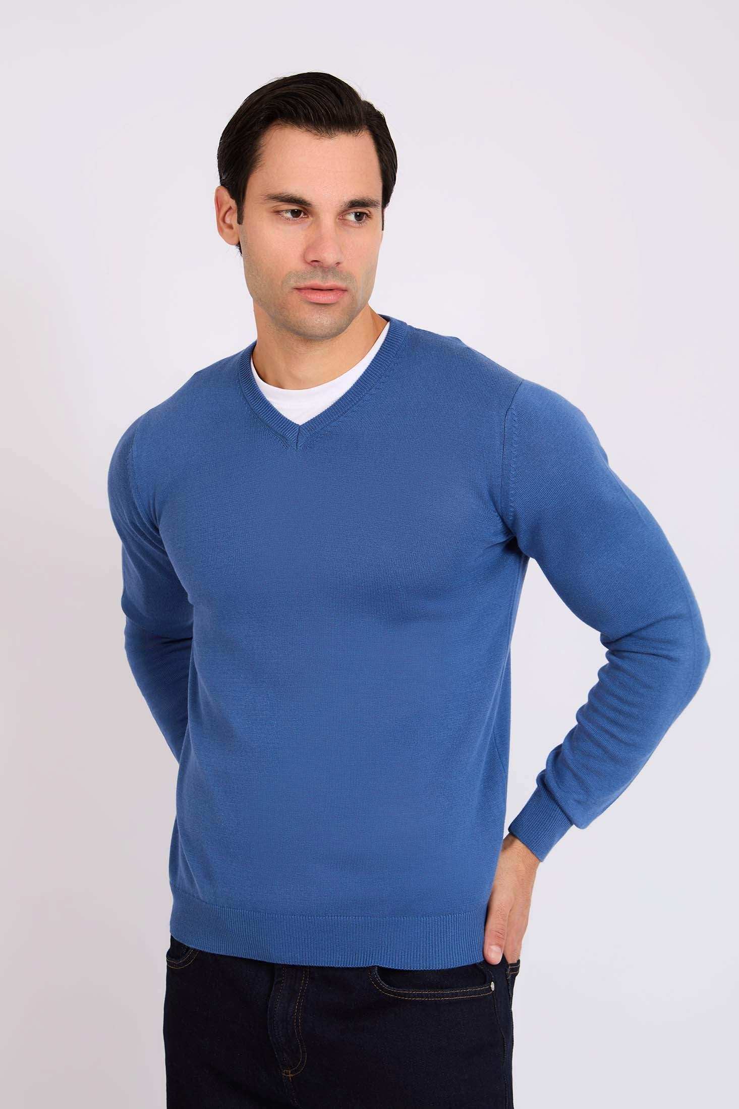 Men Regular Fit Pullover Blue