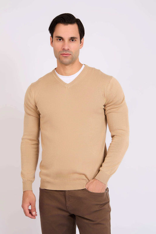 Men Regular Fit Pullover Brown