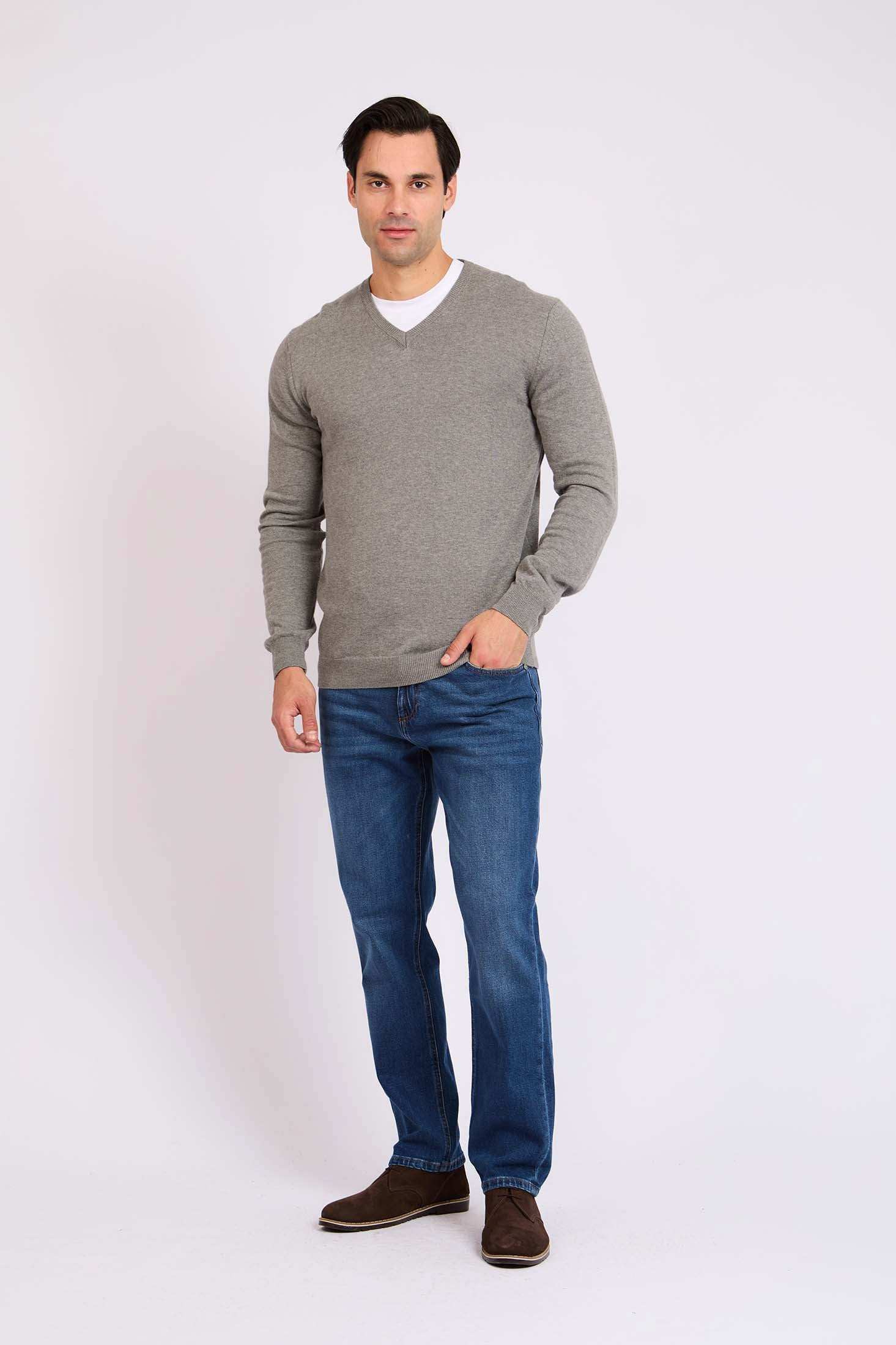 Men Regular Fit Pullover Grey