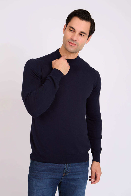 Slip On Solid Pullover with Turtle Neck