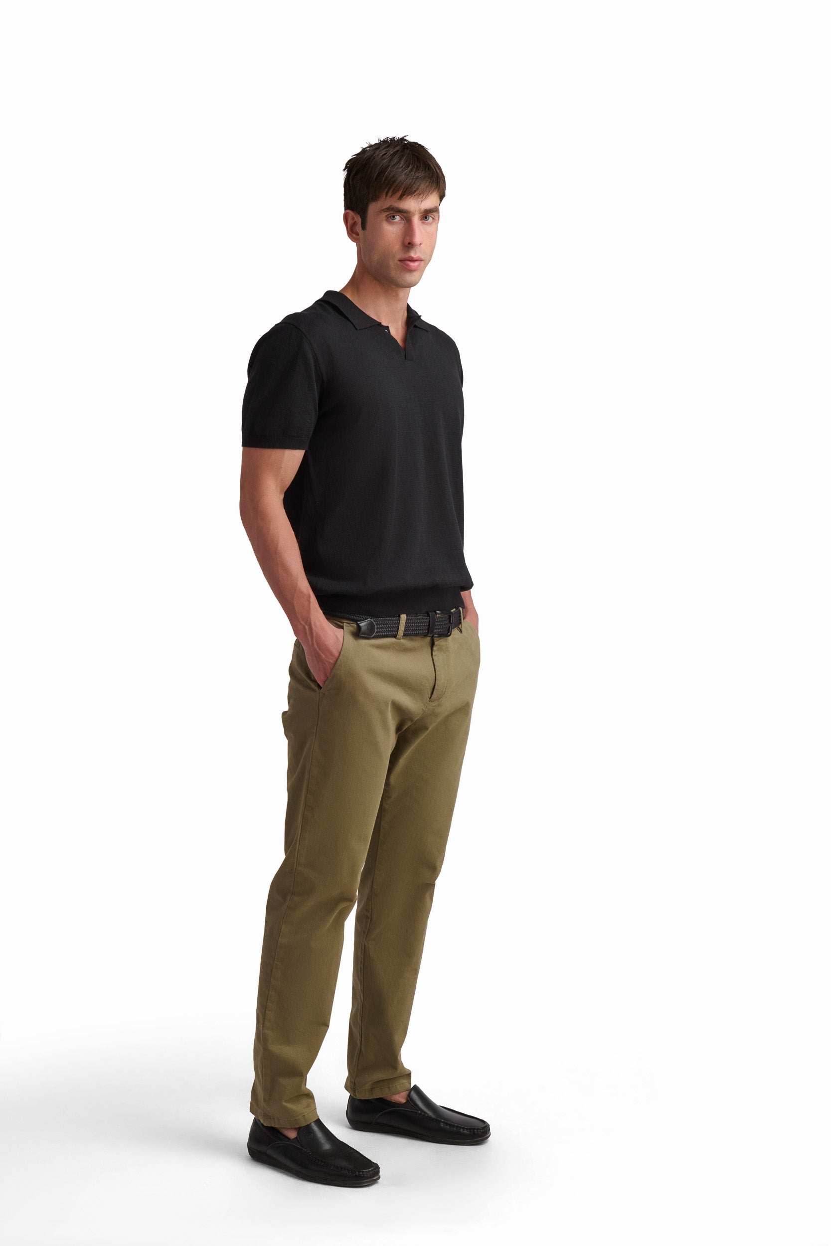 Olive Cotton Tapered Pants