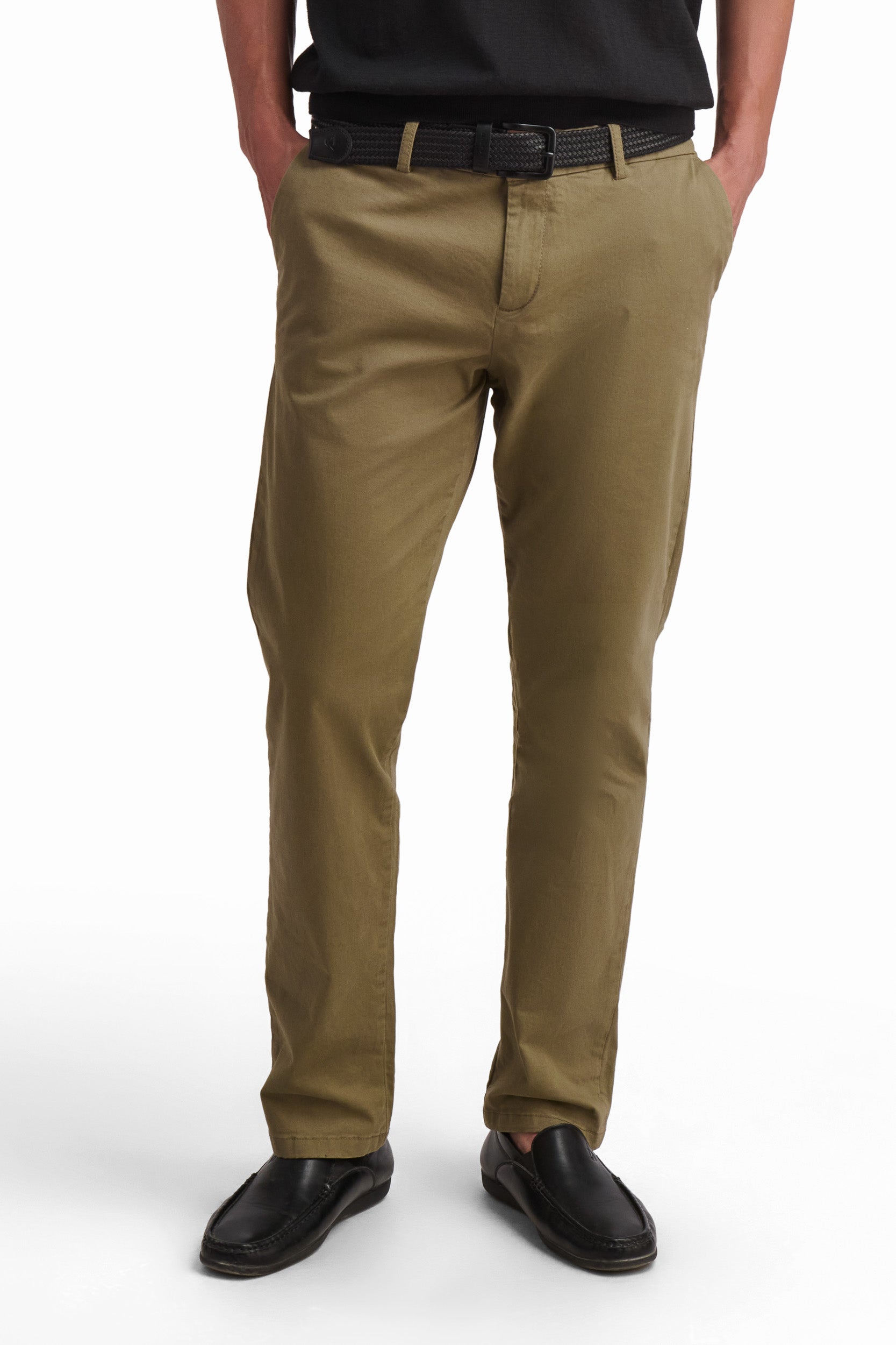 Olive Cotton Tapered Pants