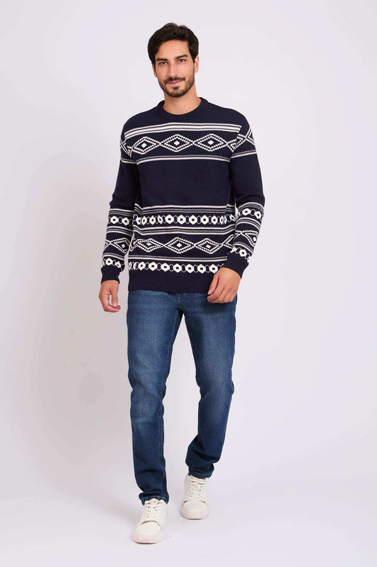 Men Regular Fit Pullover Blue
