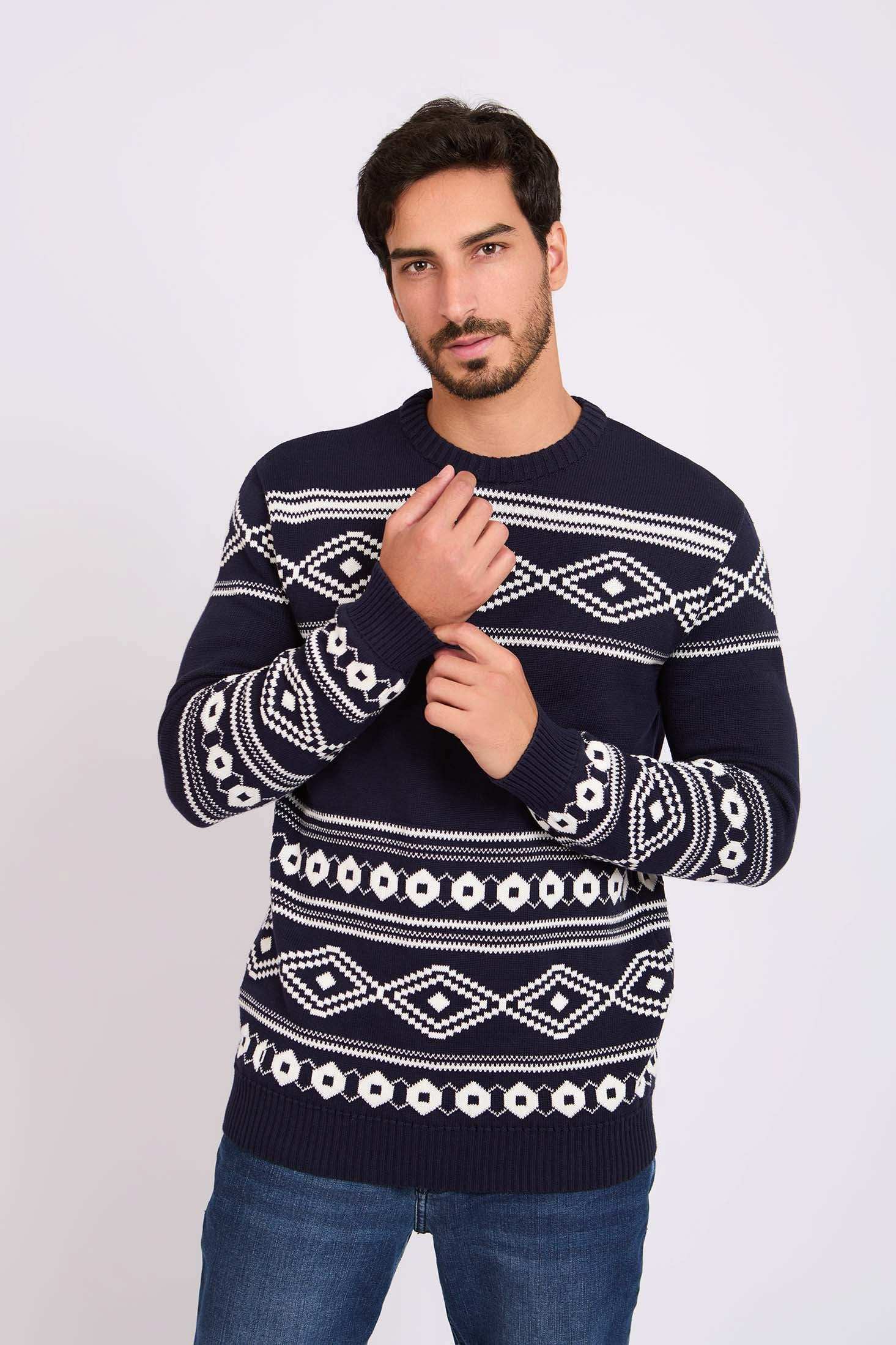 Men Regular Fit Pullover Blue
