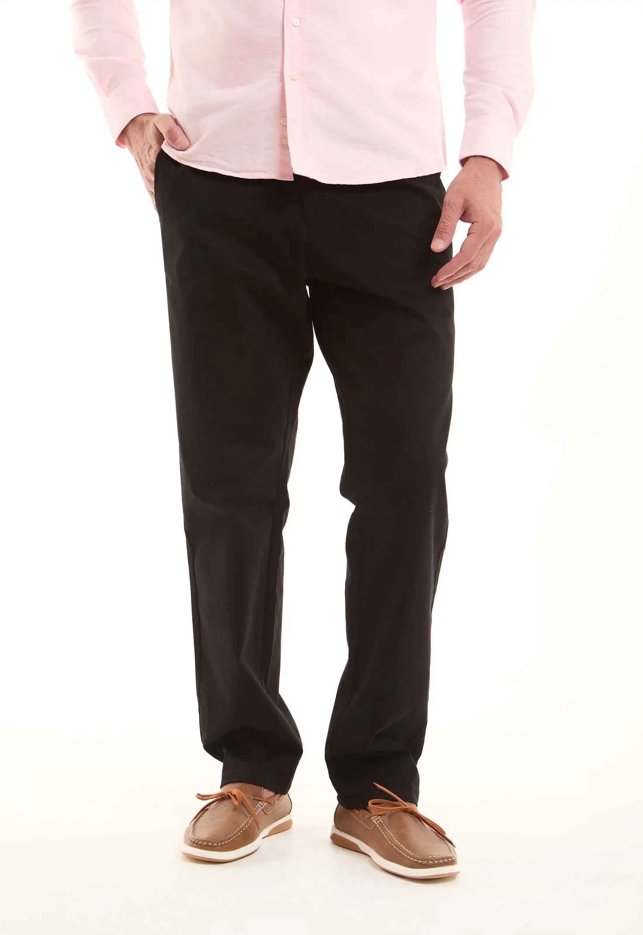 Black Cotton Casual Pants
