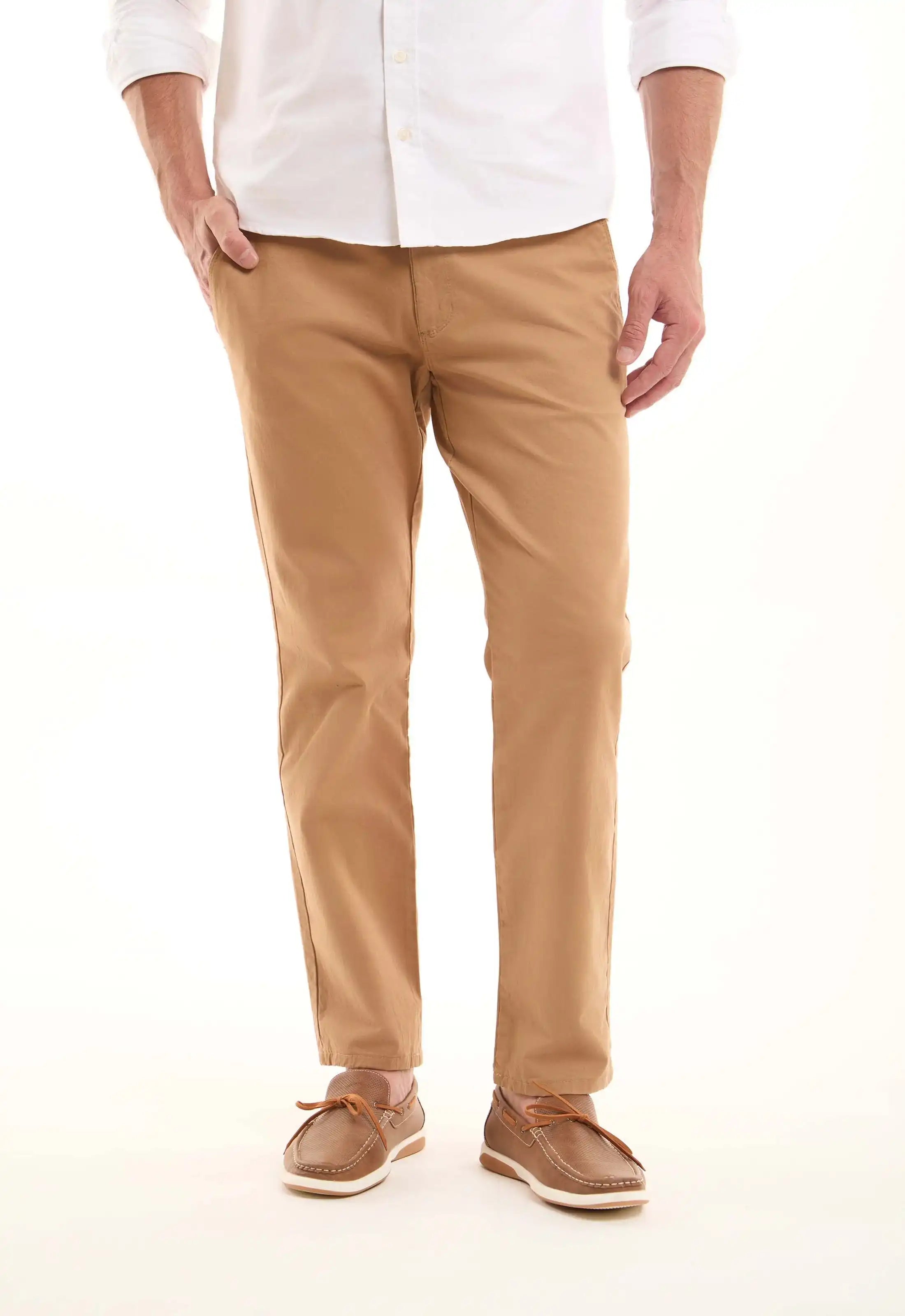 Camel Cotton Tapered Pants