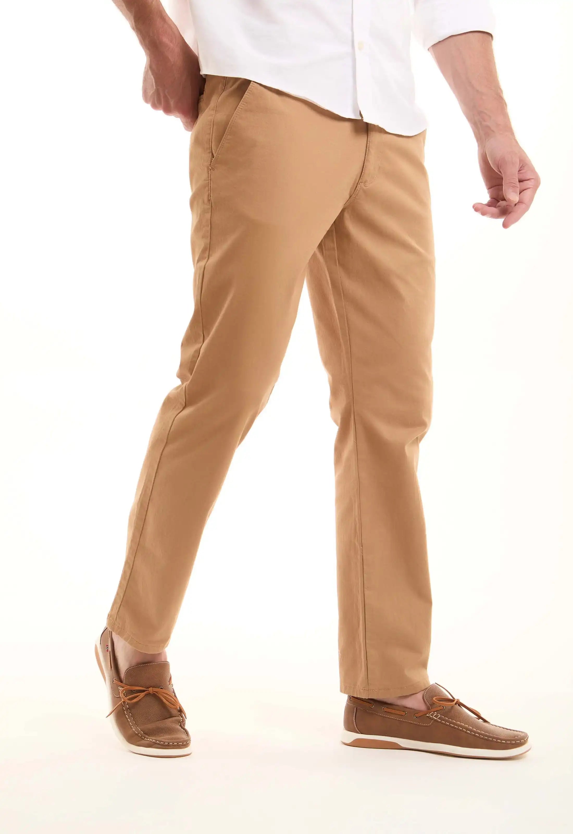 Camel Cotton Tapered Pants