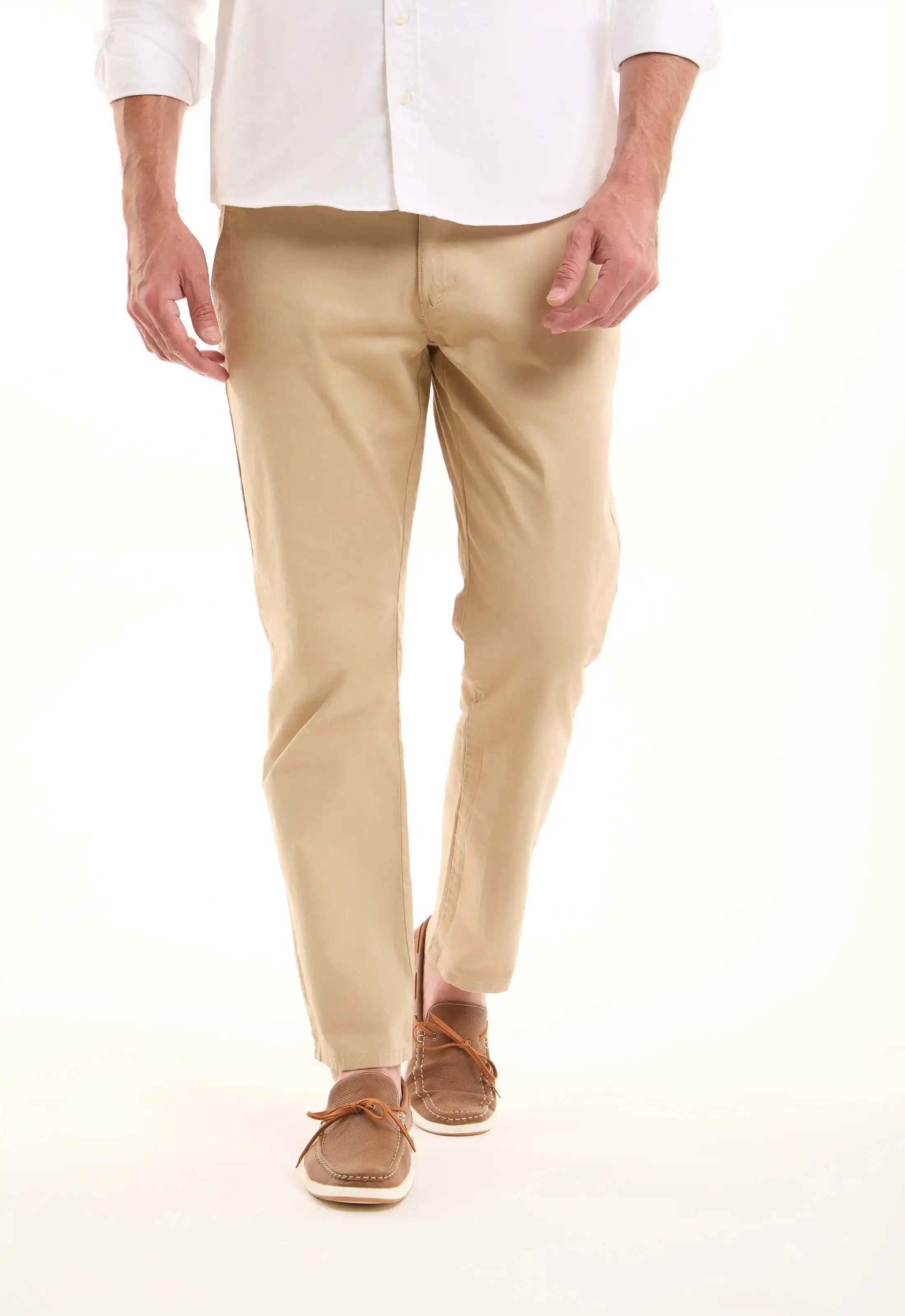 Camel Cotton Tapered Pants