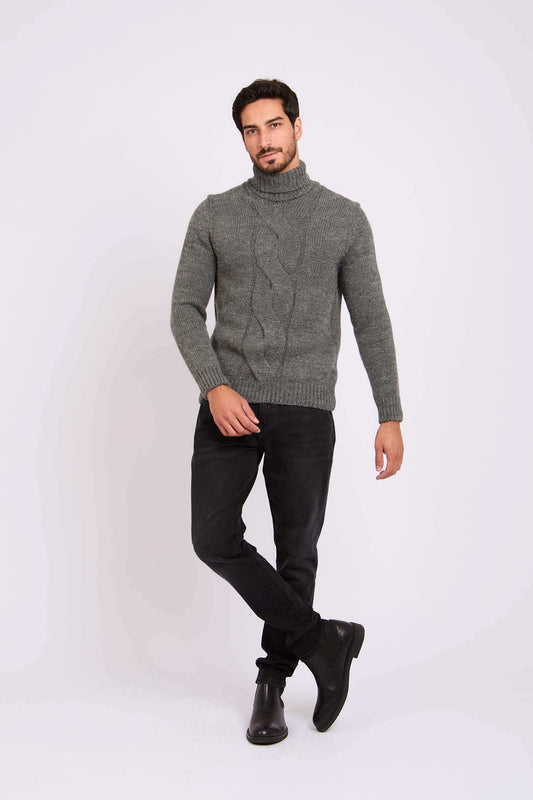 Men Regular Fit Pullover Grey