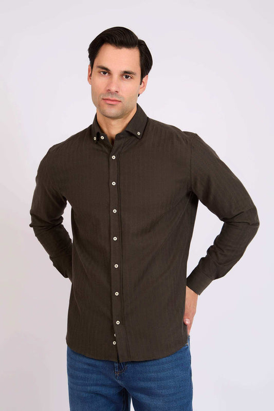 Men Regular Fit Shirt Brown