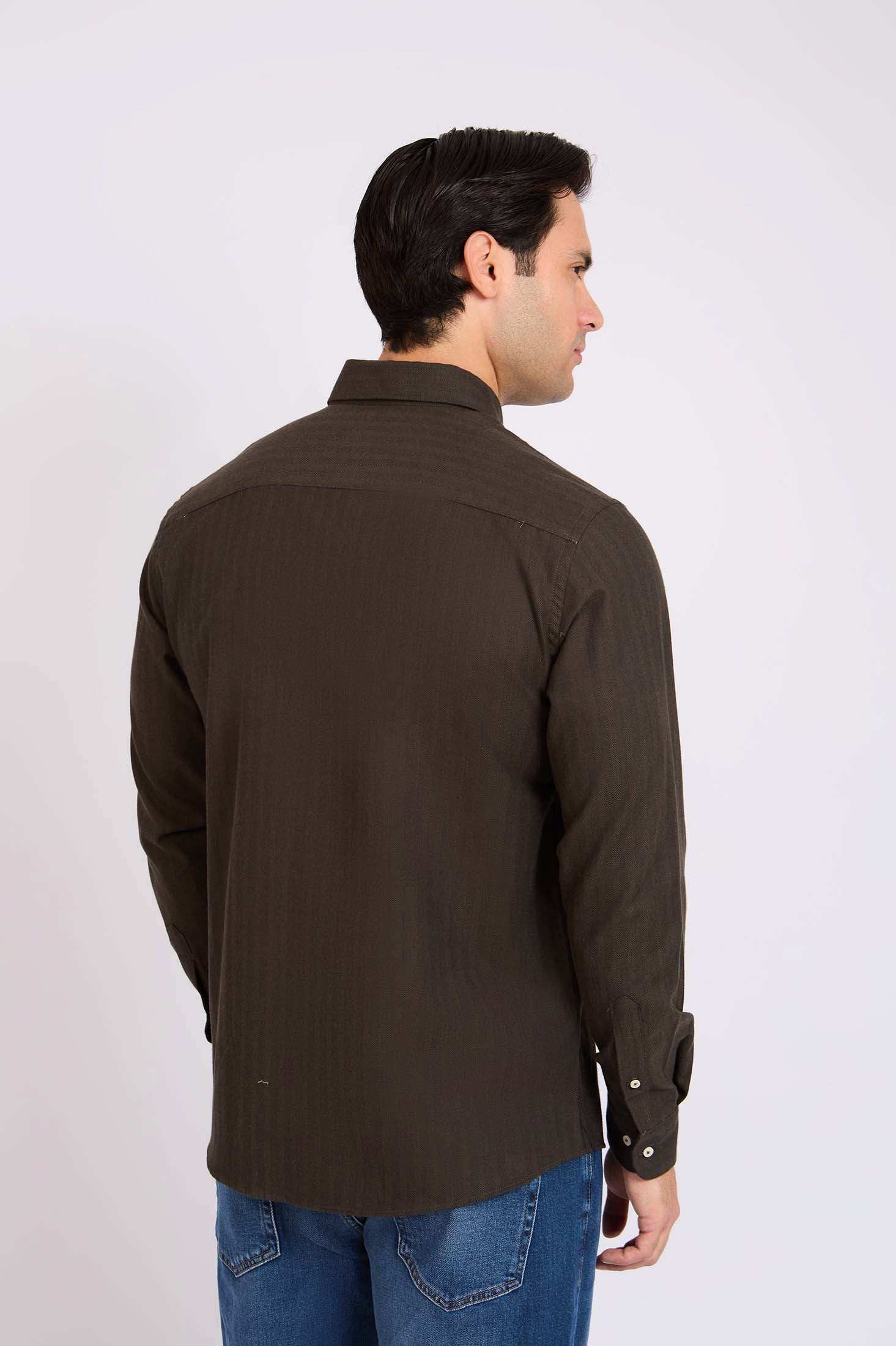 Men Regular Fit Shirt Brown