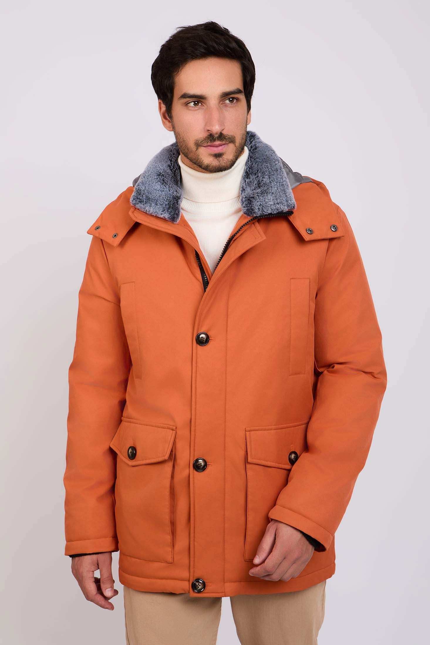 Men Regular Fit Jacket Orange