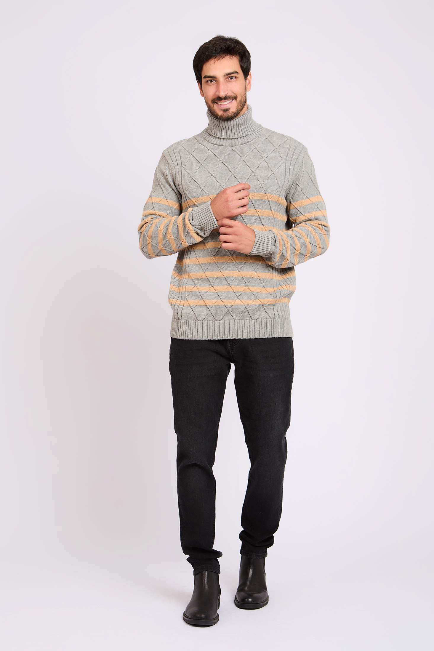 Men Regular Fit Pullover Grey