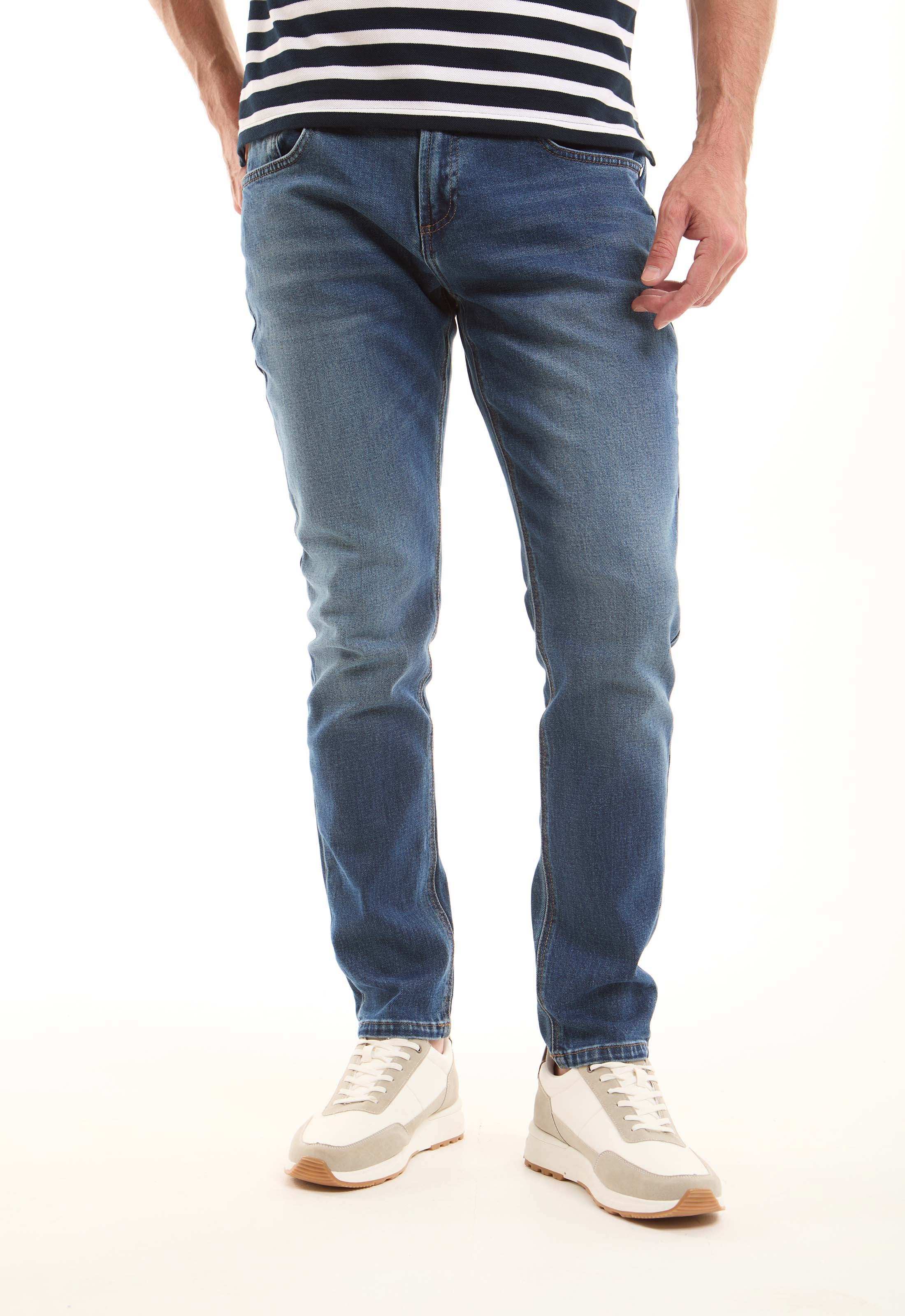 Blue Straight-Fit Cotton Jeans
