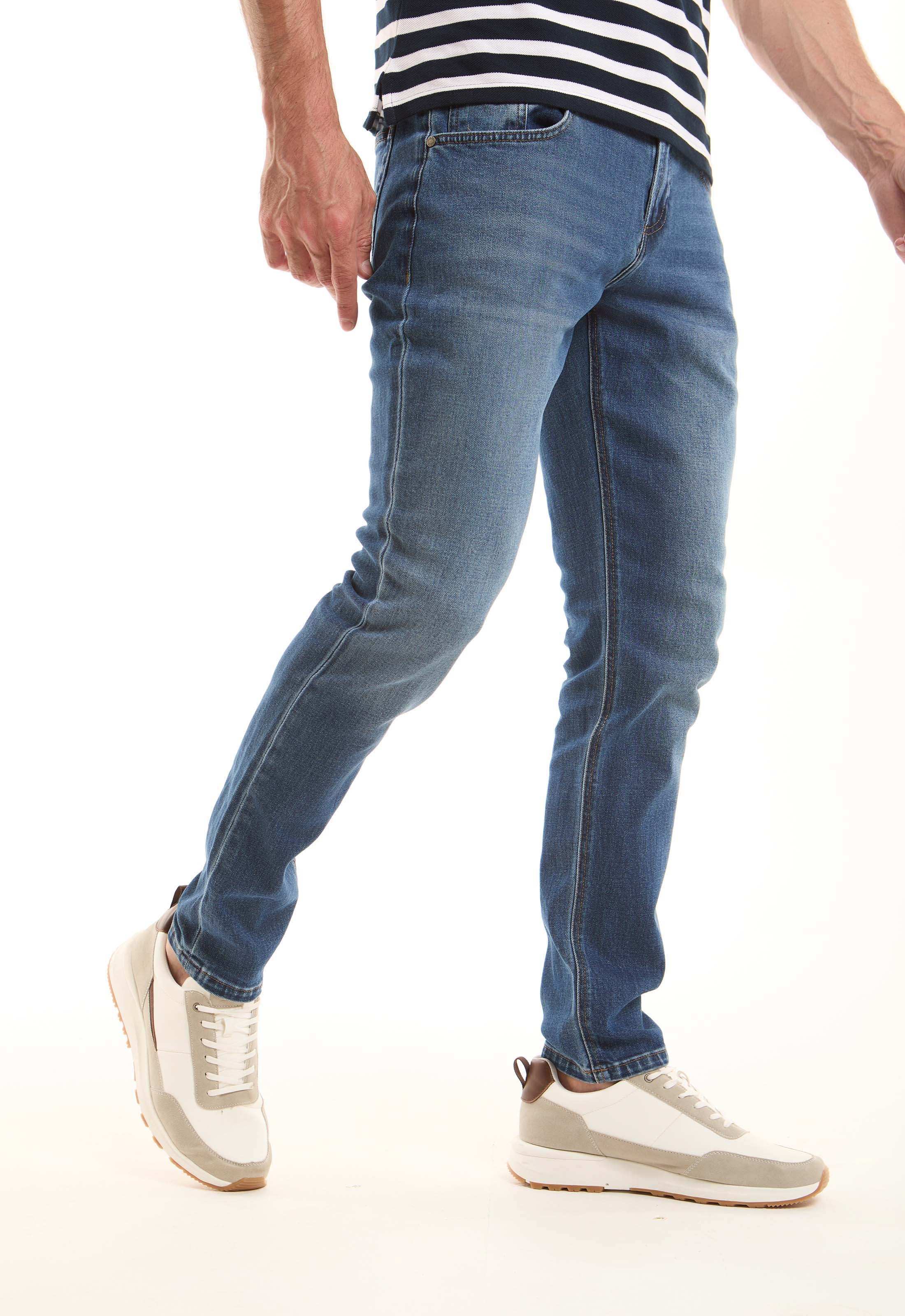 Blue Straight-Fit Cotton Jeans