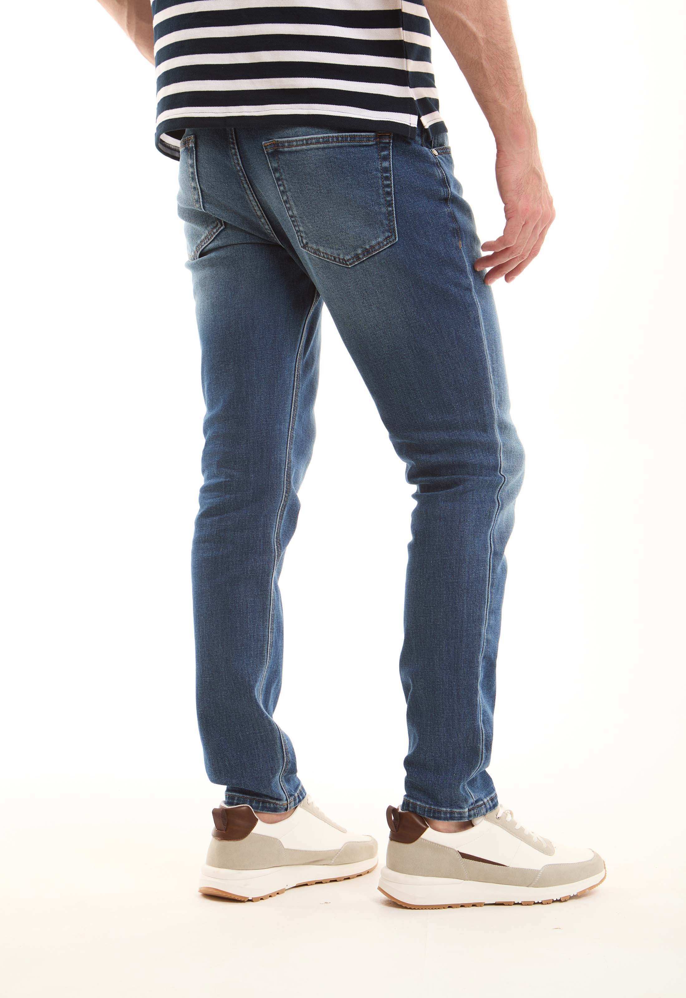 Blue Straight-Fit Cotton Jeans