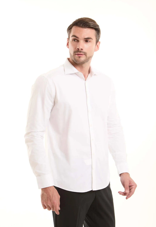White Cotton Button-Down Shirt