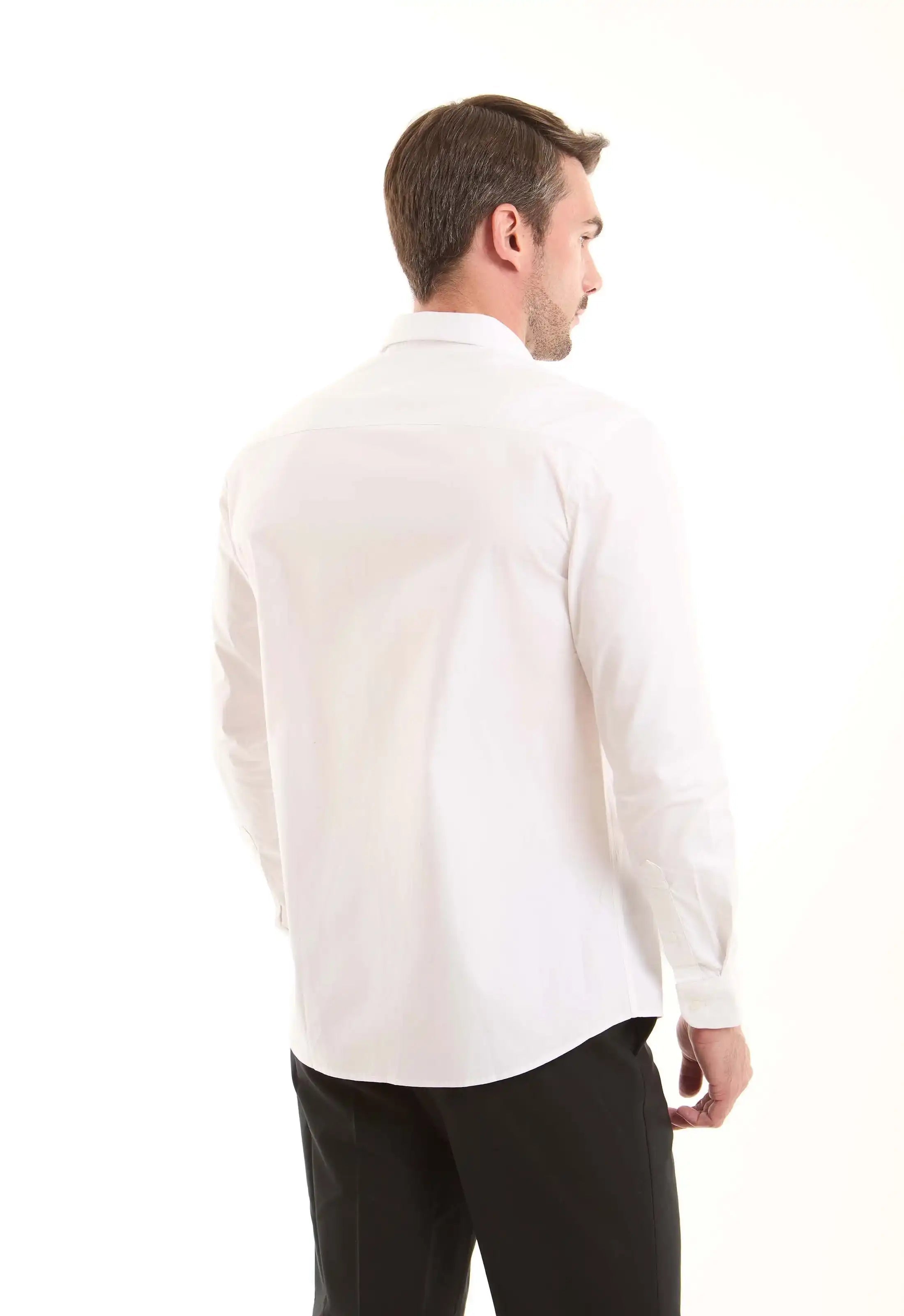 White Cotton Button-Down Shirt
