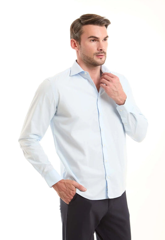 Light Blue Cotton Button-Down Shirt